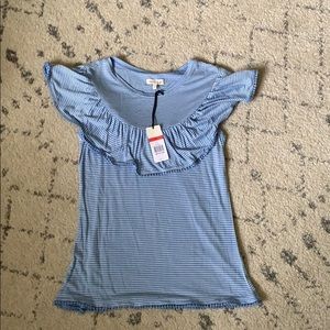 Blue and White Red Camel Top